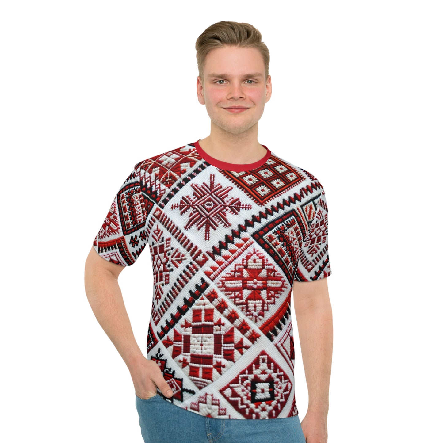 Belarusian Red-White Lace Men's T-shirt