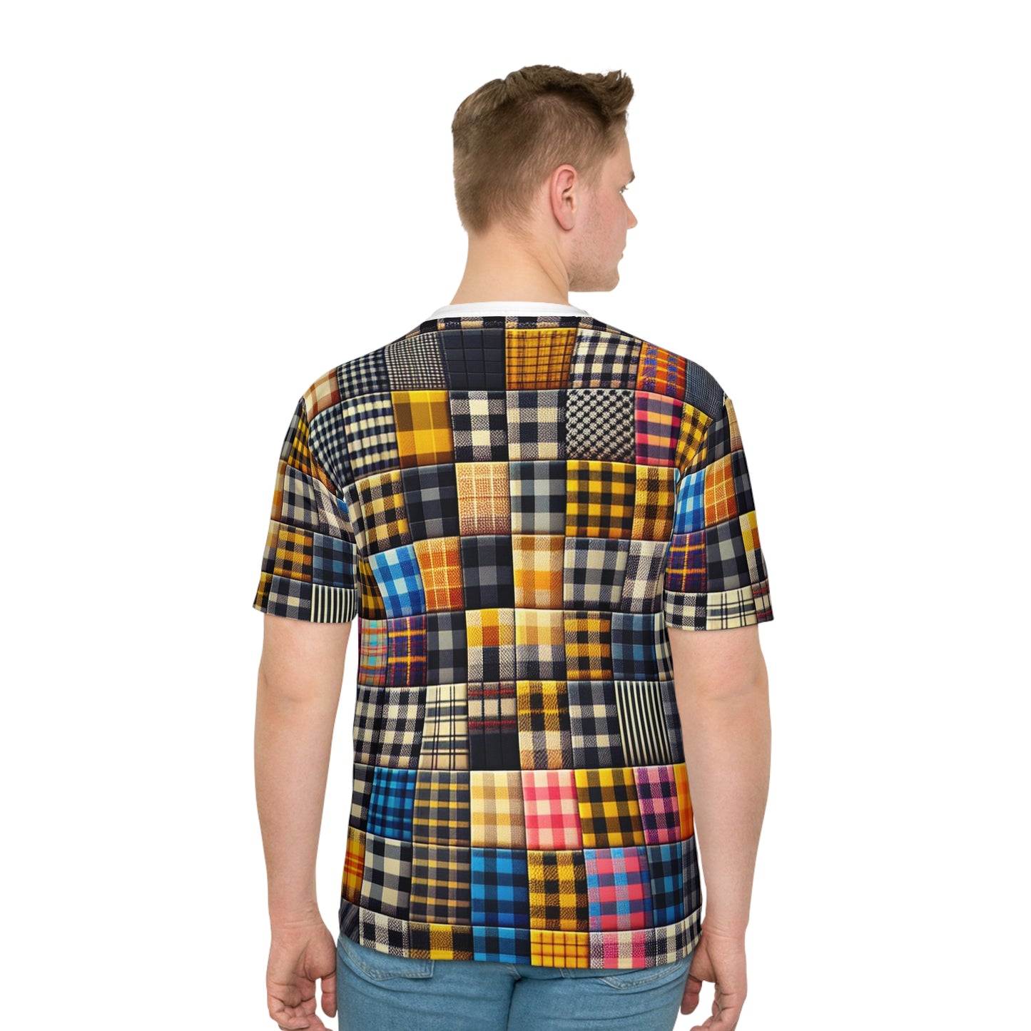Plaid Patch Puzzle - Men's T-shirt